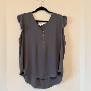 LOFT Charcoal Button-Front Blouse XL